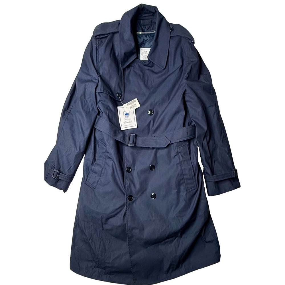 Air Force All Weather Mens Trench Coat W/Removable Liner Size 42R Blue Jets New